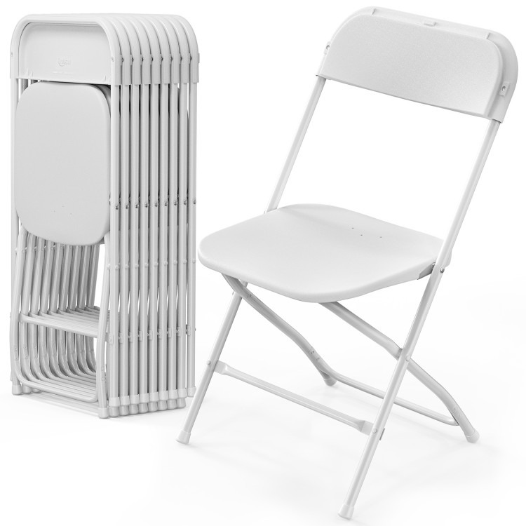 White plastic folding chairs